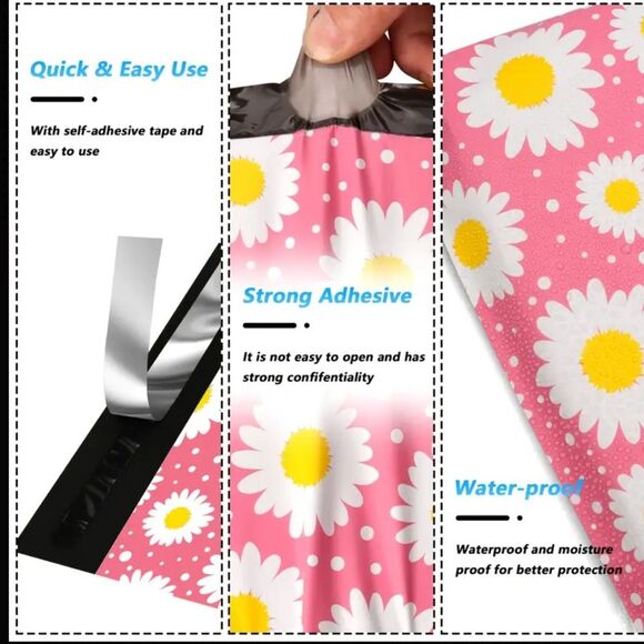 Polymailers 10x13 Pink Daisy 20 Ct Perfect for Resellers - Picture 2 of 5